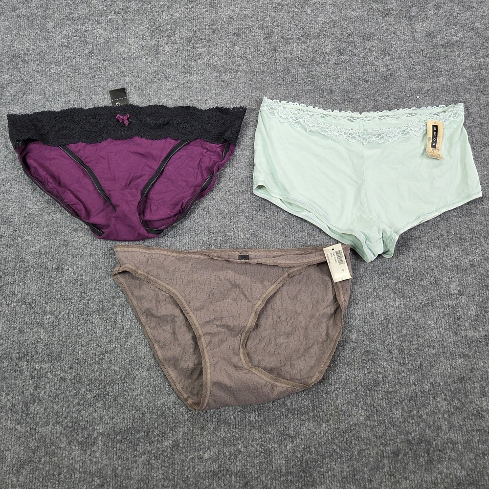 NEW Lot of 3 Soma Womens Underwear Panties Boyshorts Brown Lace Size Large